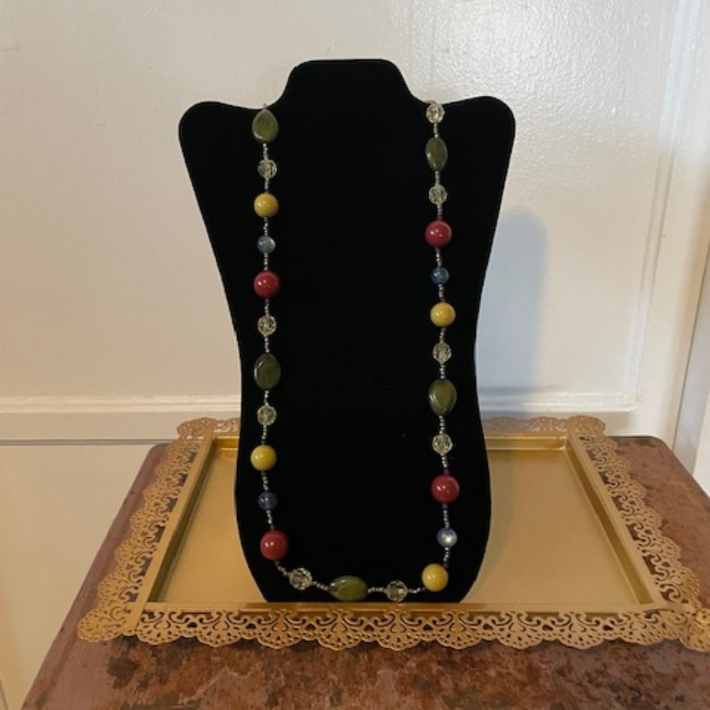 Women's Necklace, Beaded, Colorful, 70's, Vintage